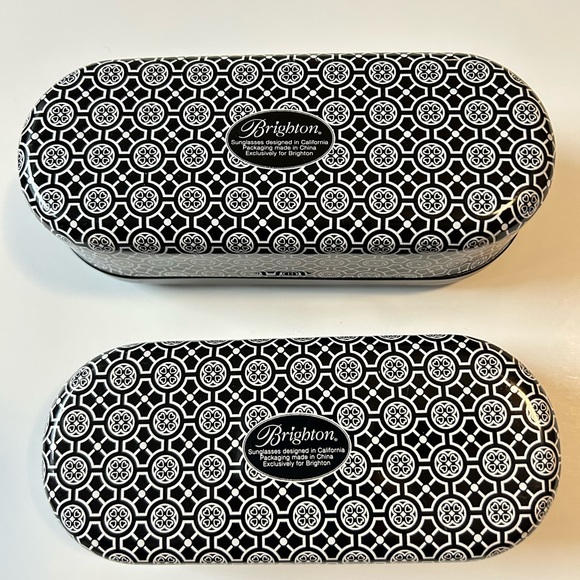Brighton Sunglasses Case Tin metal set of 2 case Black & White 6,5” - Picture 4 of 9